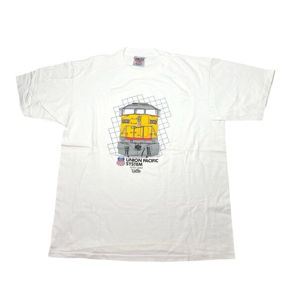 VTG Union Pacific System Hi Tech Railroad T Shirt Oneita Single Stitch Size L - Picture 1 of 7